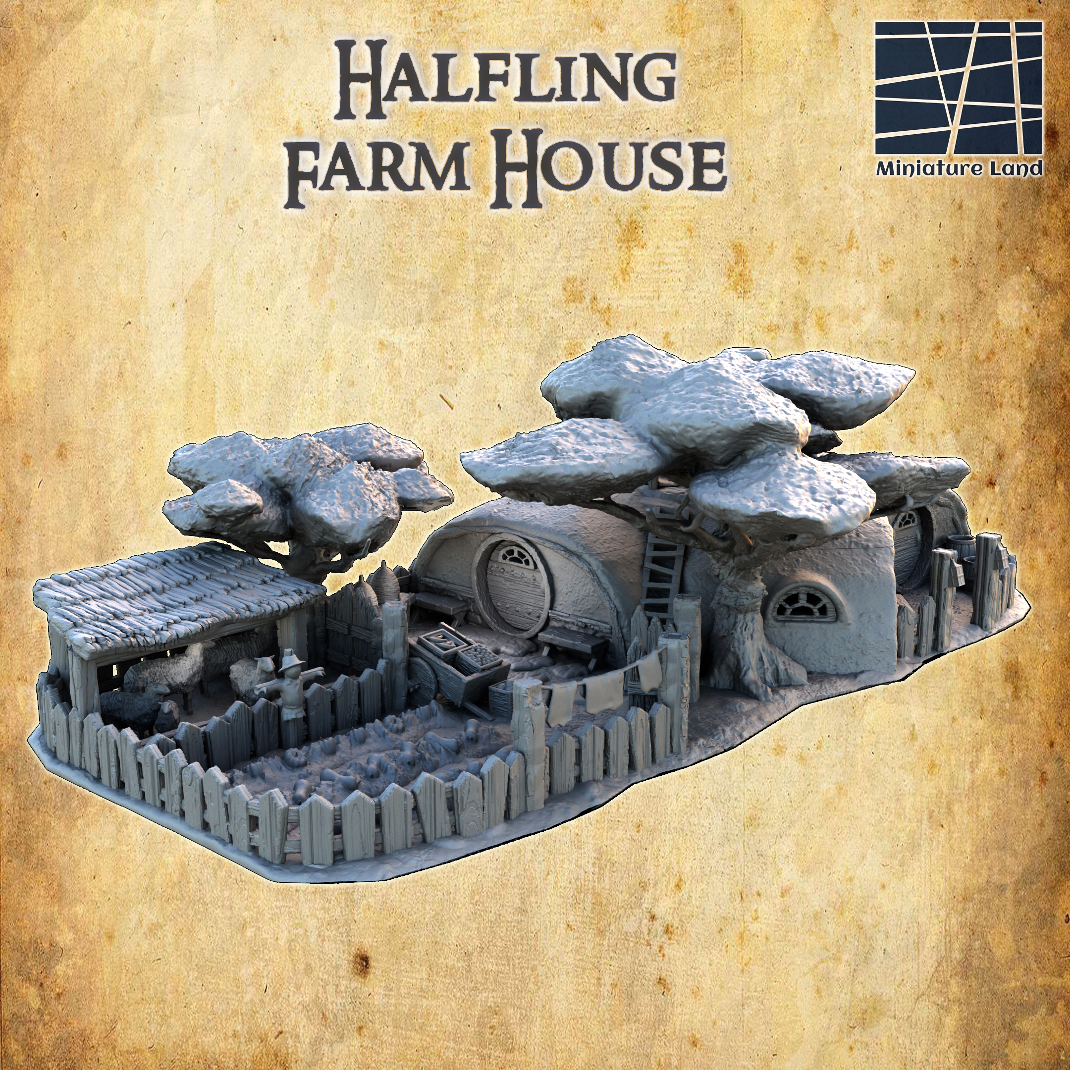 Halfling Farmhouse - Tabletop Terrain - 28 MM